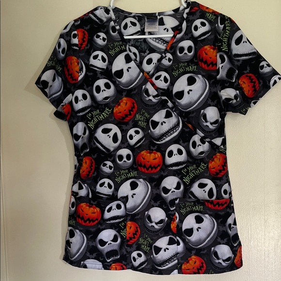 Disney Womens Scrub “Nightmare before Christmas Halloween Jack Skellington” - Picture 1 of 9